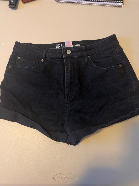 No Boundaries Pants - No Boundaries Black High-Waist Cuffed Denim Shorts